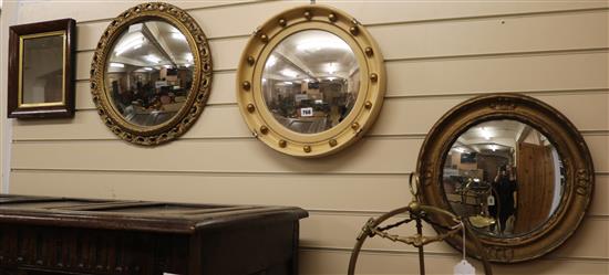 Three convex mirrors and a rectangular mirror